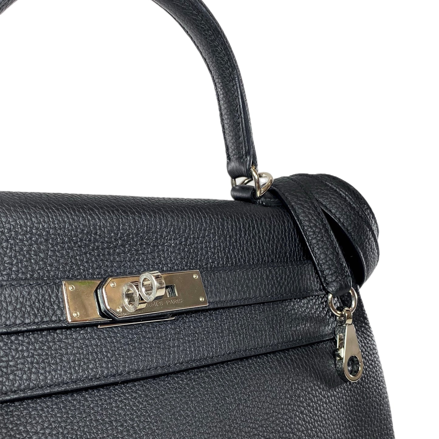Hermes Kelly 32 Black Togo Palladium Hardware