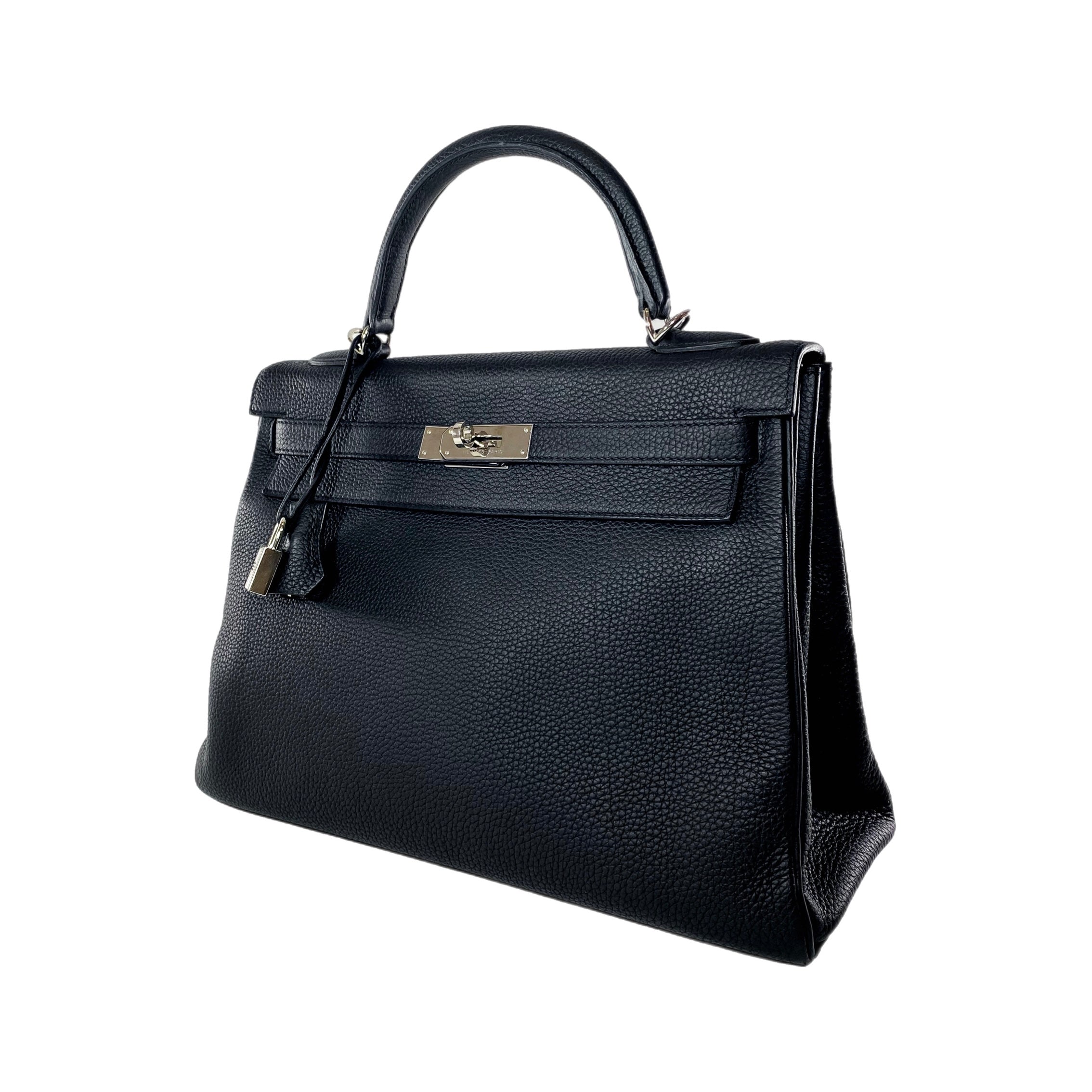 Hermes Kelly 32 Black Togo Palladium Hardware