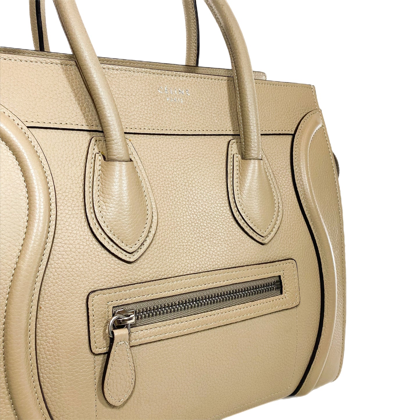 Celine Beige Micro Luggage Shopper
