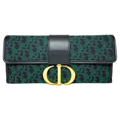Dior Green Black Oblique 30 Montaigne Chain Clutch