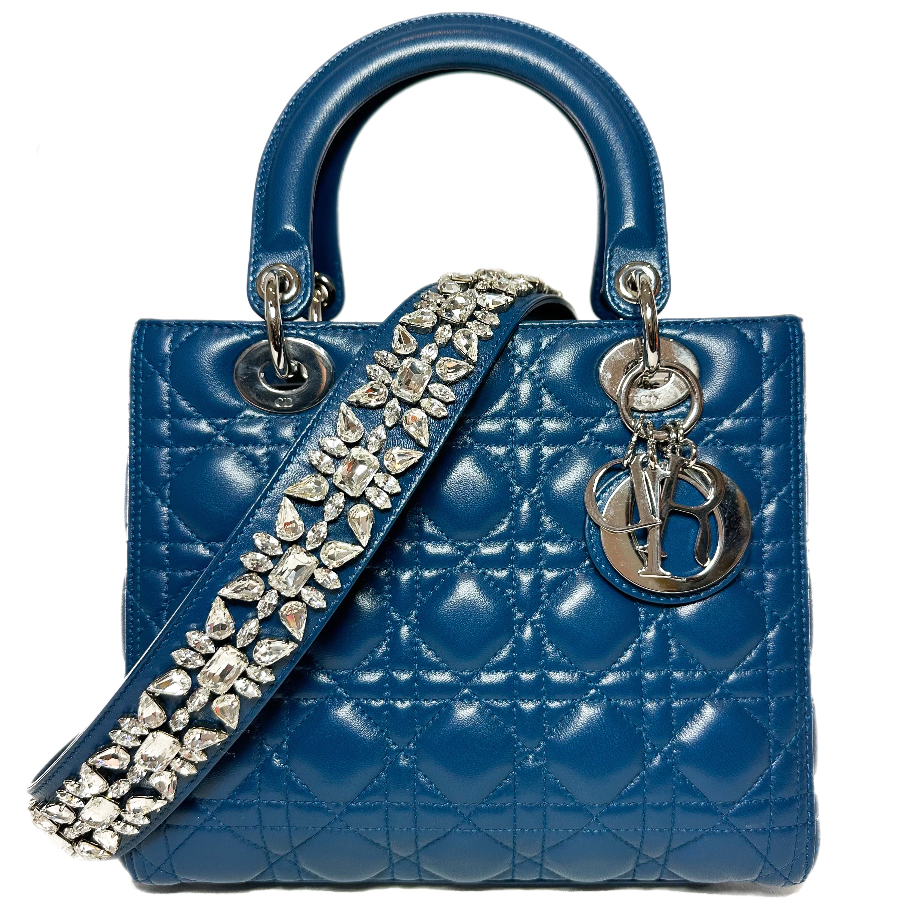 Dior Blue Lady Dior with Crystal Strap | Consign of the Times ™