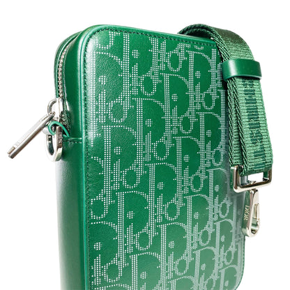 Dior Green Galaxy Oblique Perforated World Tour Messenger Pouch