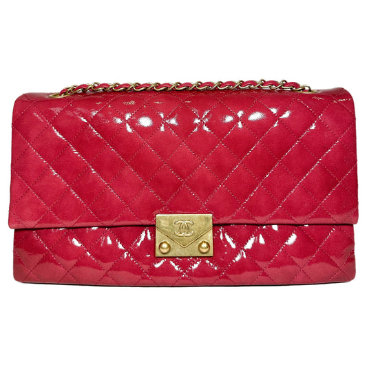 Chanel Dark Pink 3 Pocket Accordion Flap