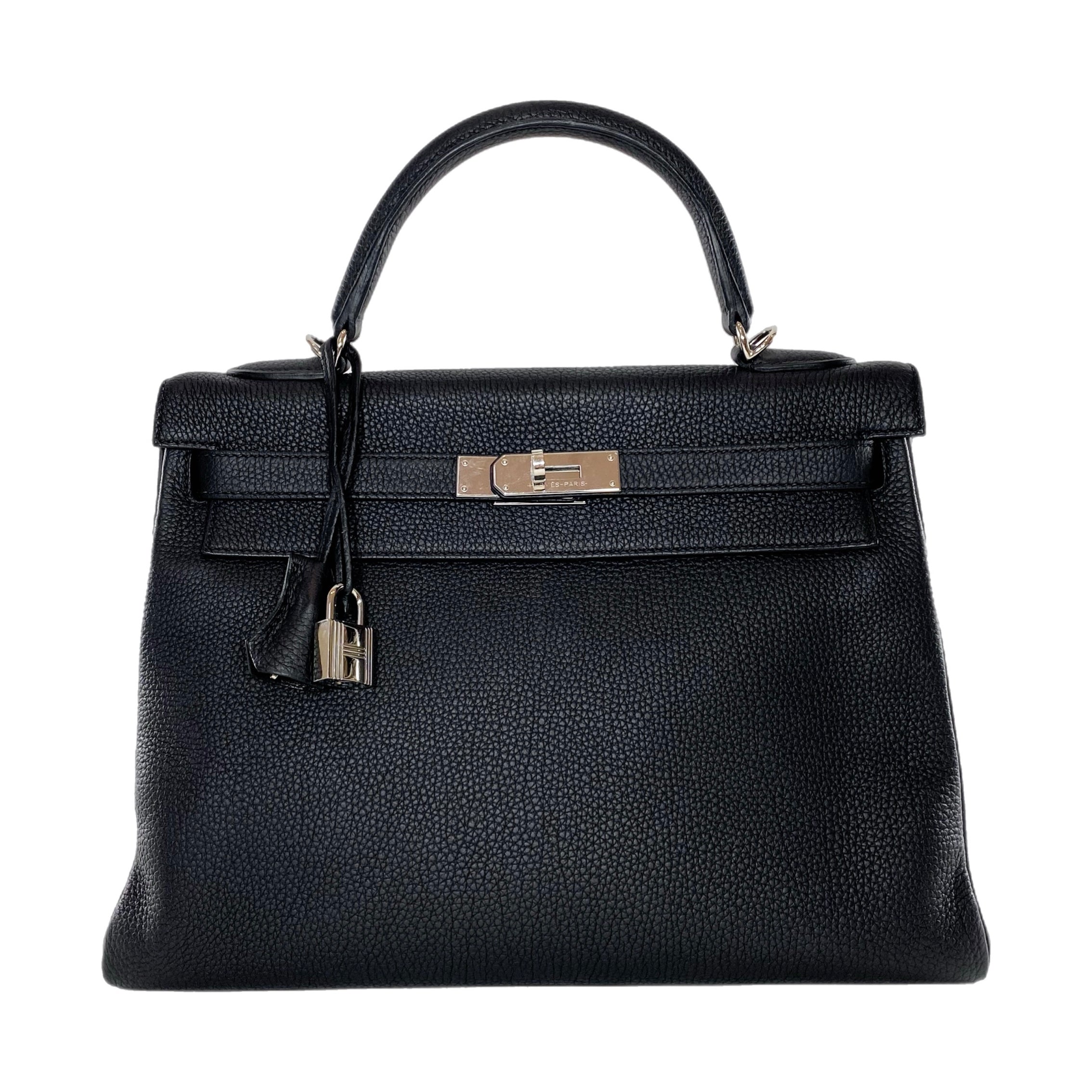 Hermes Kelly 32 Black Togo Palladium Hardware