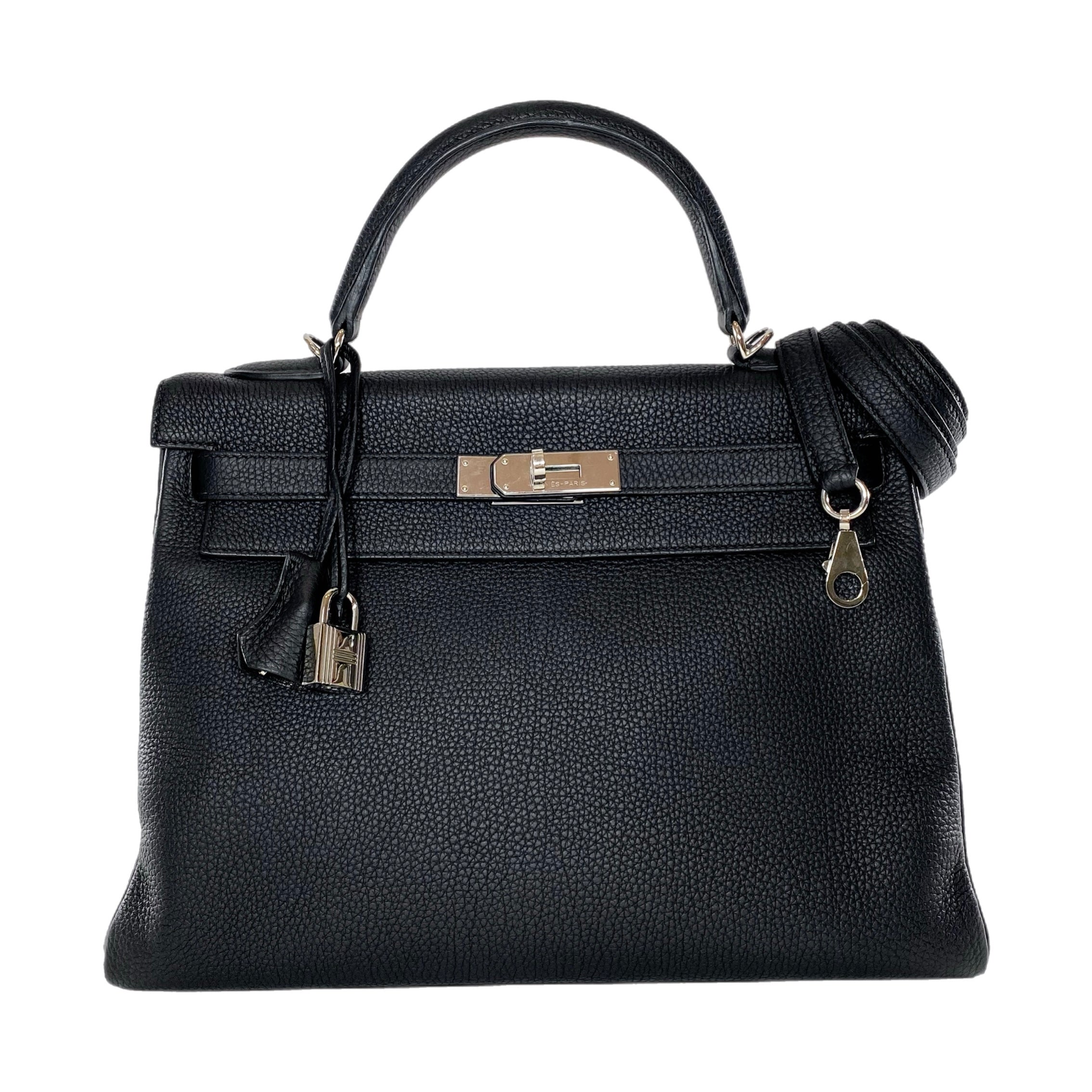 Hermes Kelly 32 Black Togo Palladium Hardware