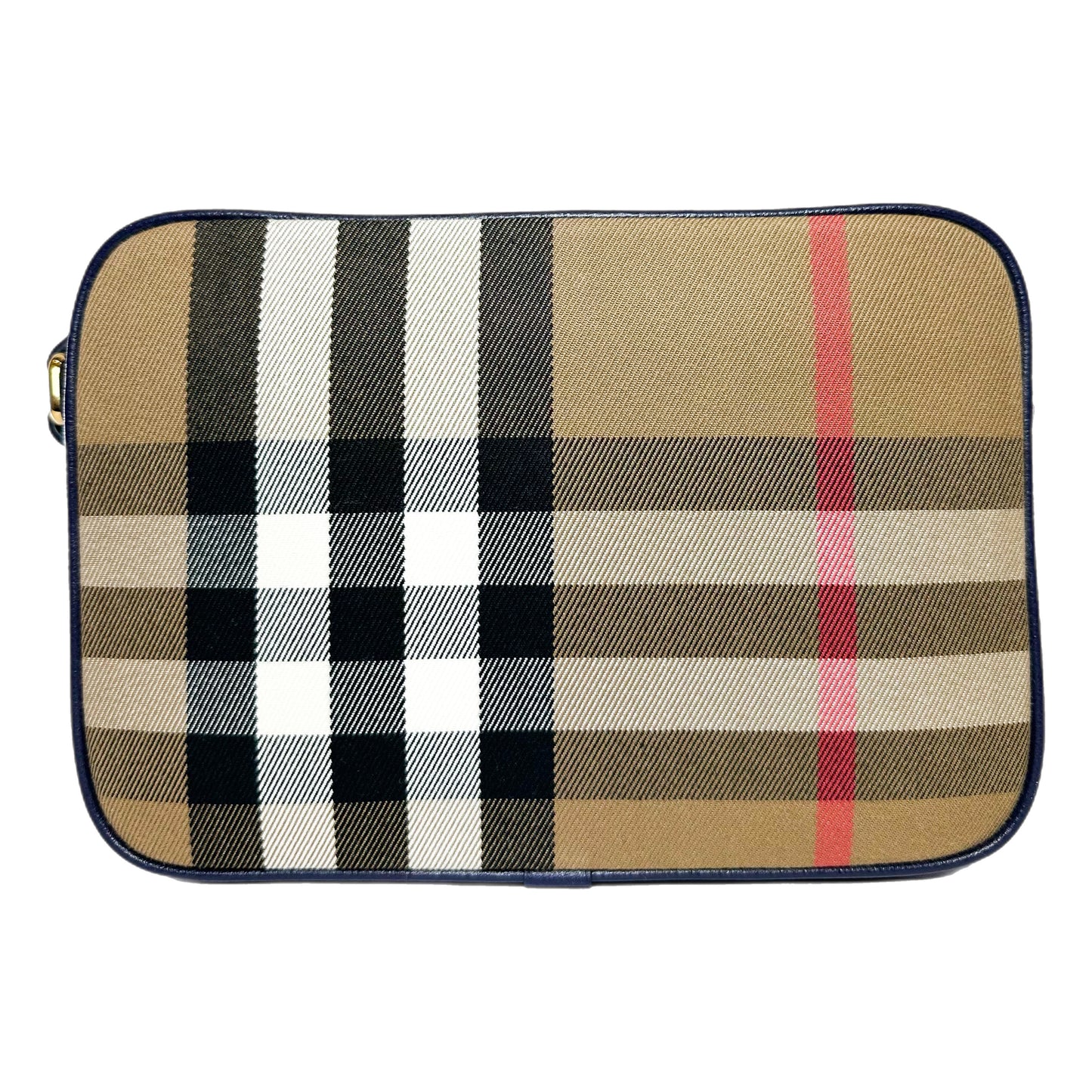Burberry Navy Plaid Camera Crossbody Bag