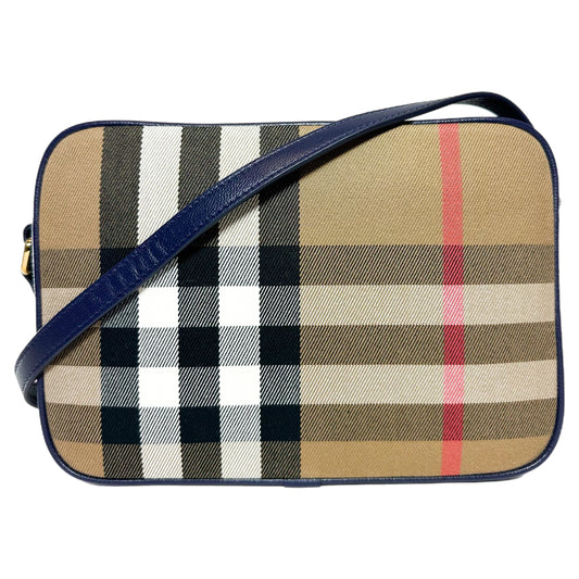 Burberry Navy Plaid Camera Crossbody Bag