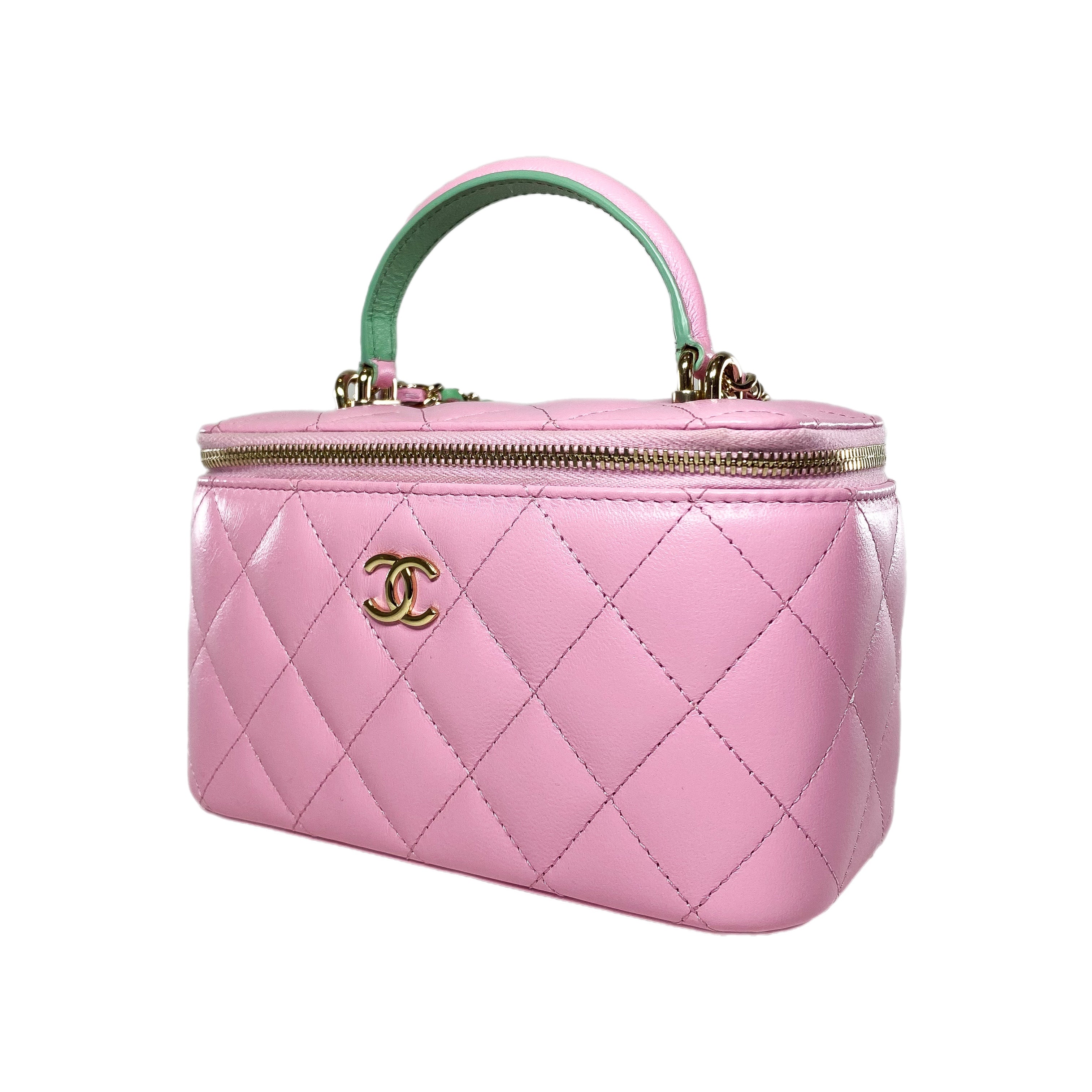 Chanel Pink Mint Green Vanity Case