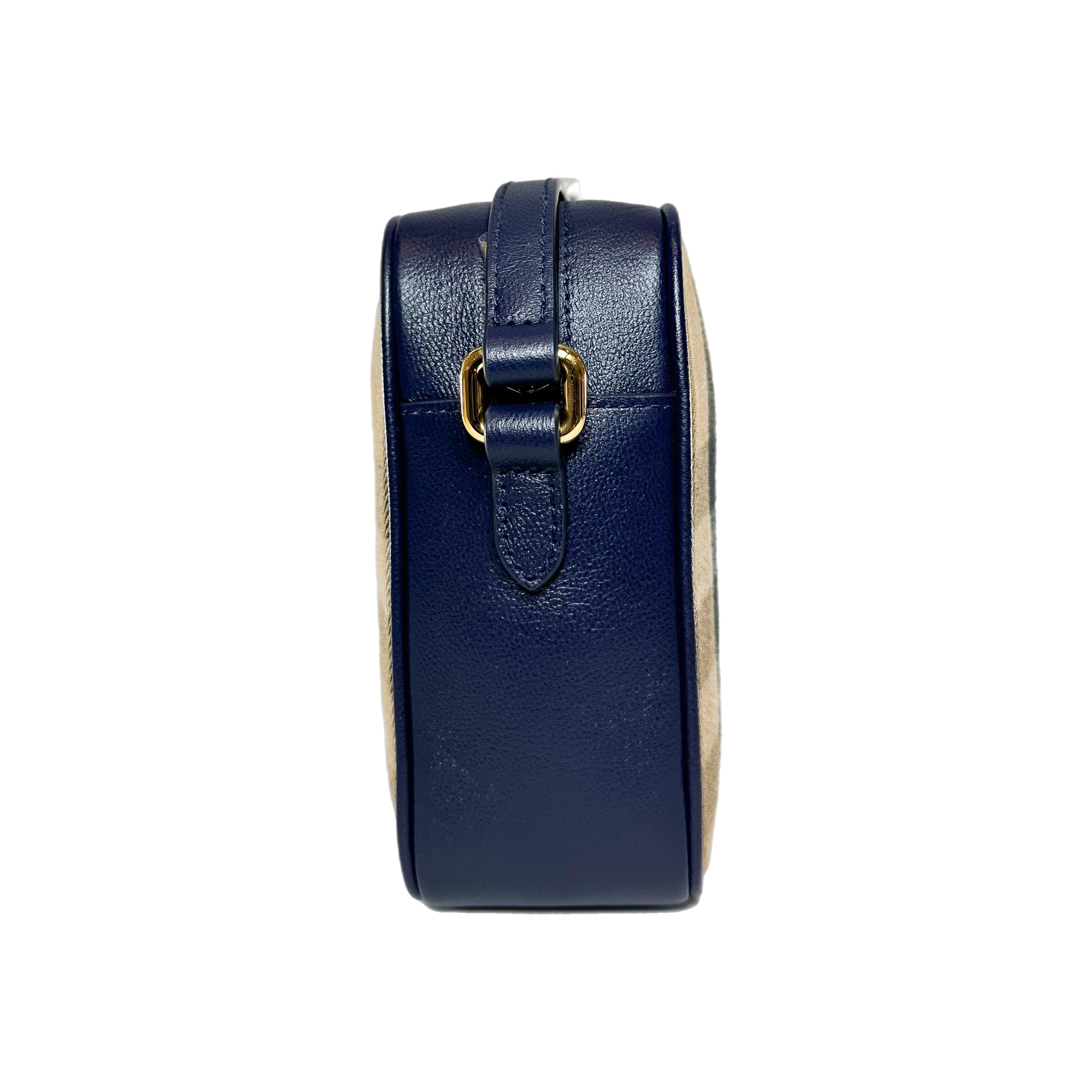 Burberry Navy Plaid Camera Crossbody Bag