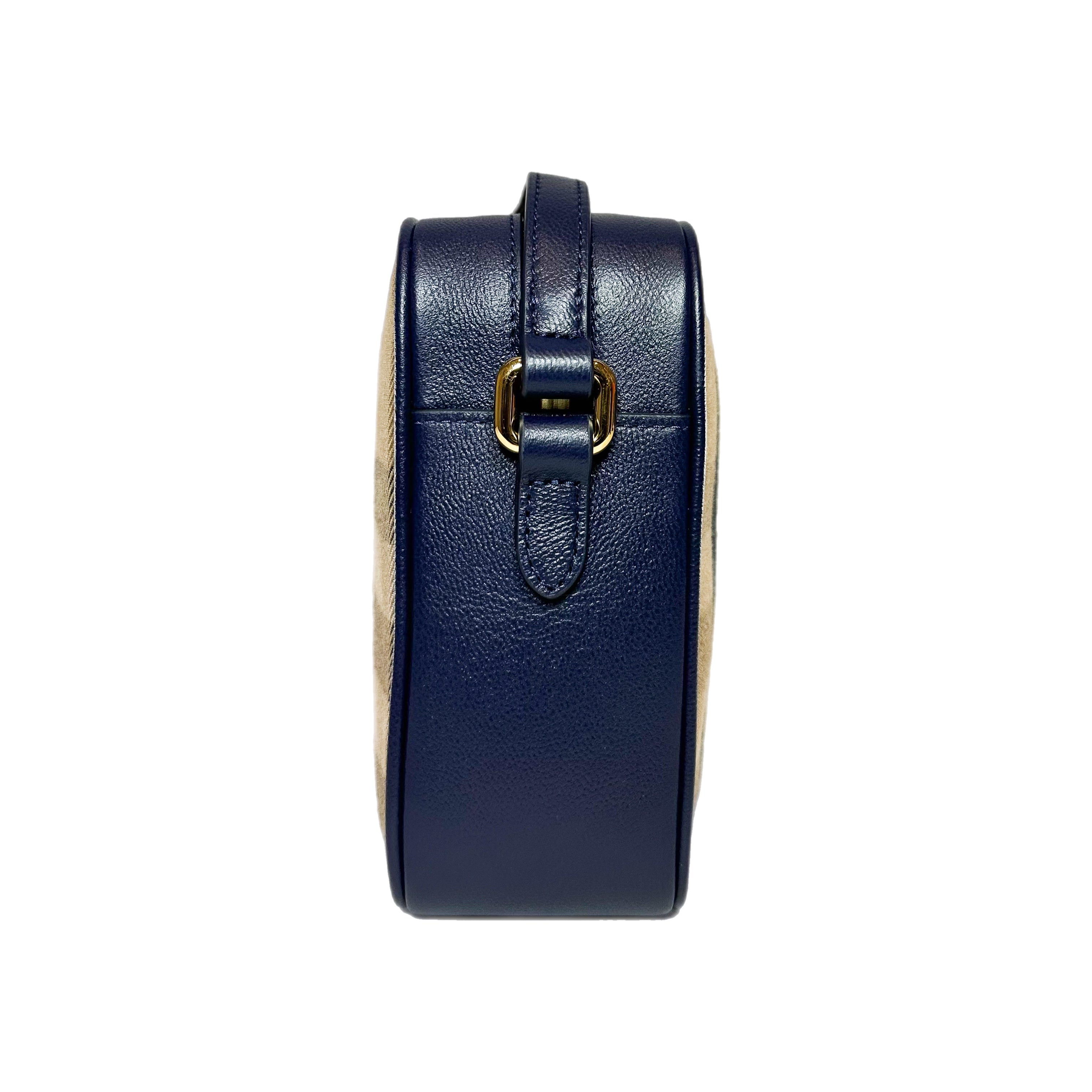 Burberry Navy Plaid Camera Crossbody Bag