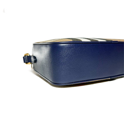 Burberry Navy Plaid Camera Crossbody Bag