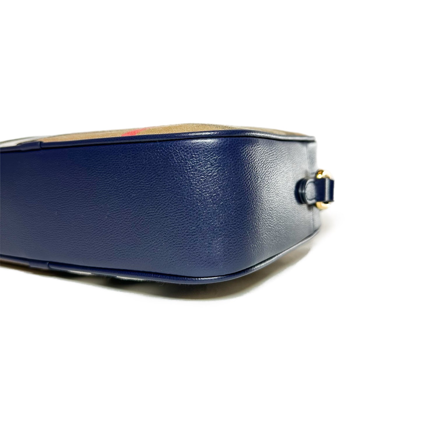 Burberry Navy Plaid Camera Crossbody Bag