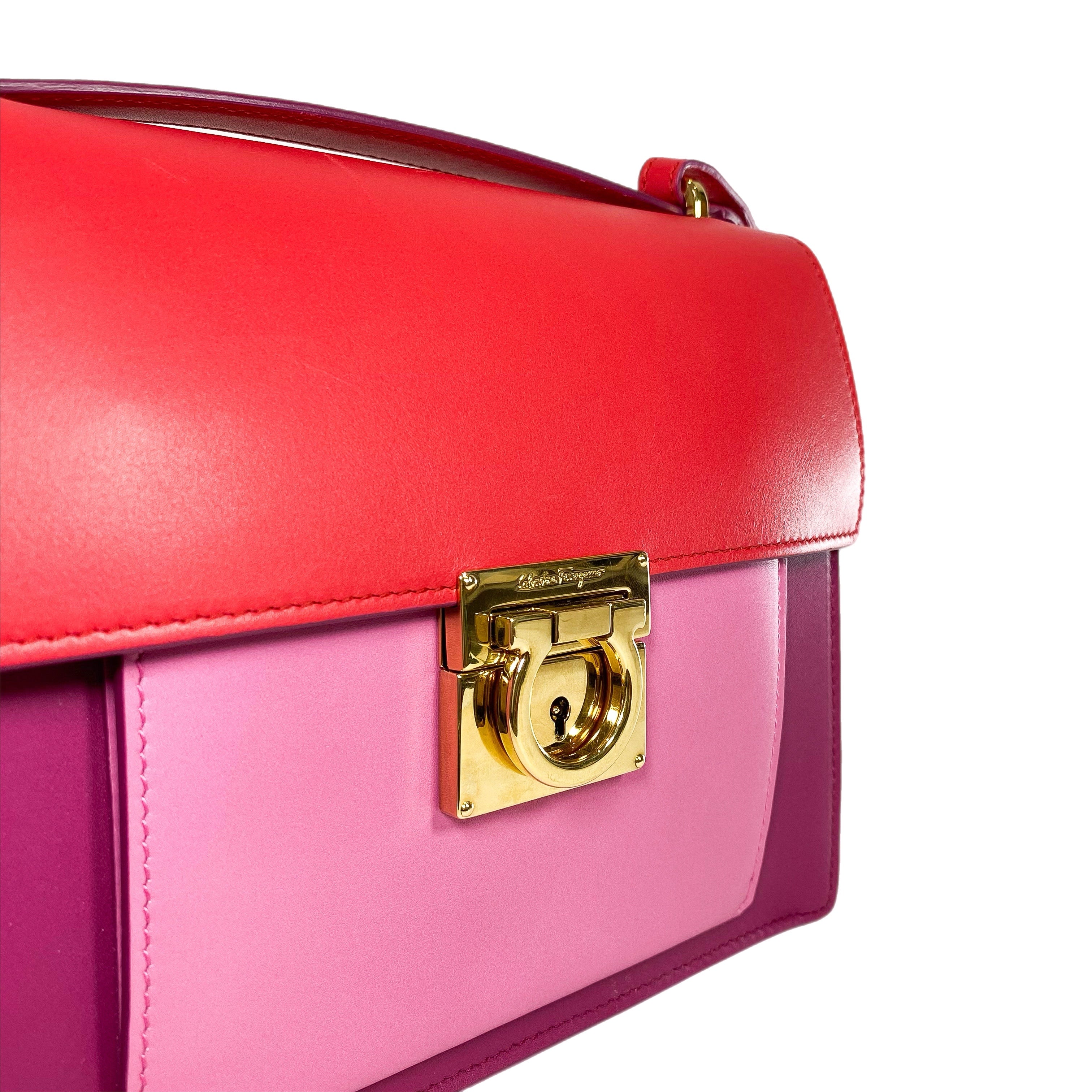 Ferragamo Colorblock Marisol Top Handle Shoulder Bag