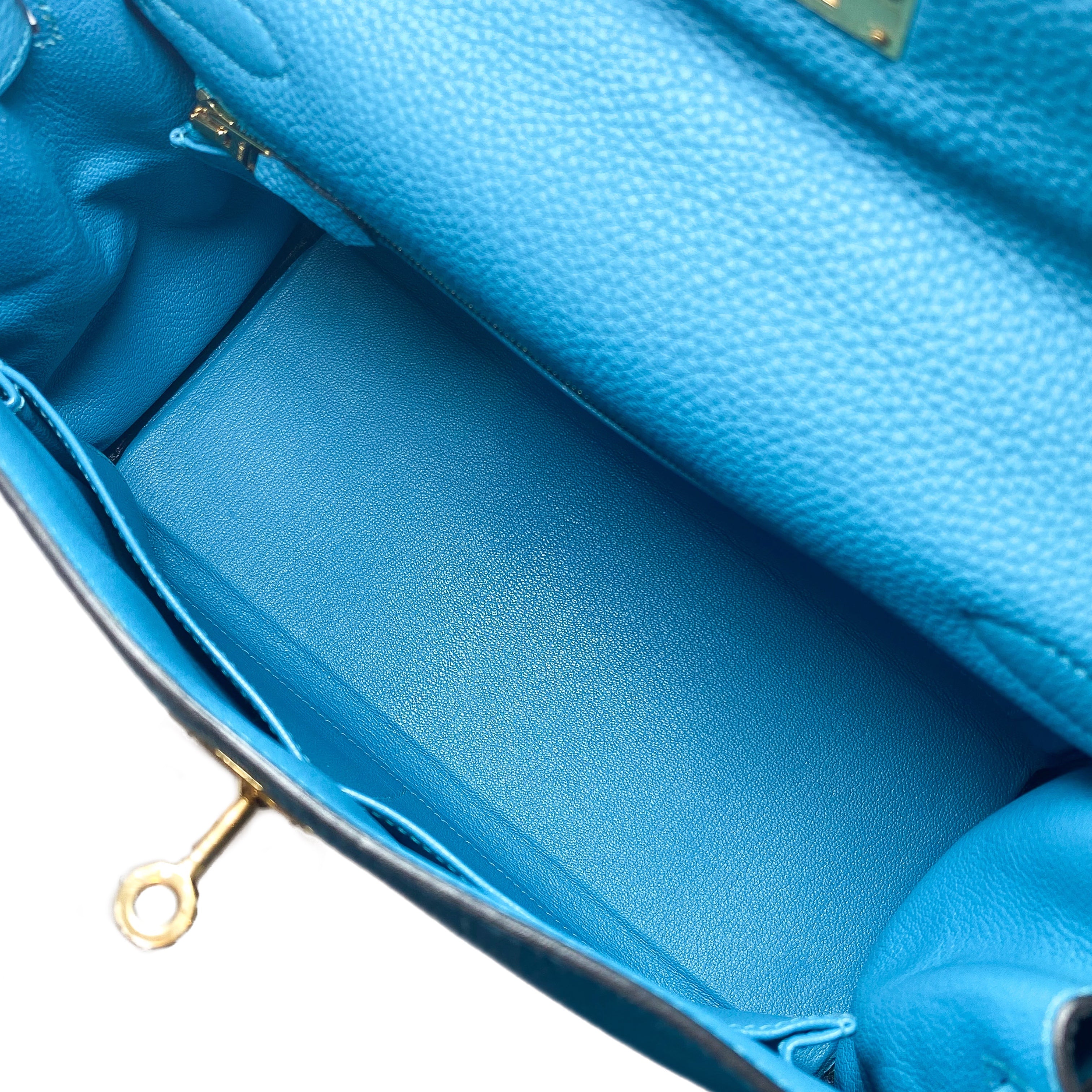 Hermes Kelly 28 Turquoise Togo Gold Hardware