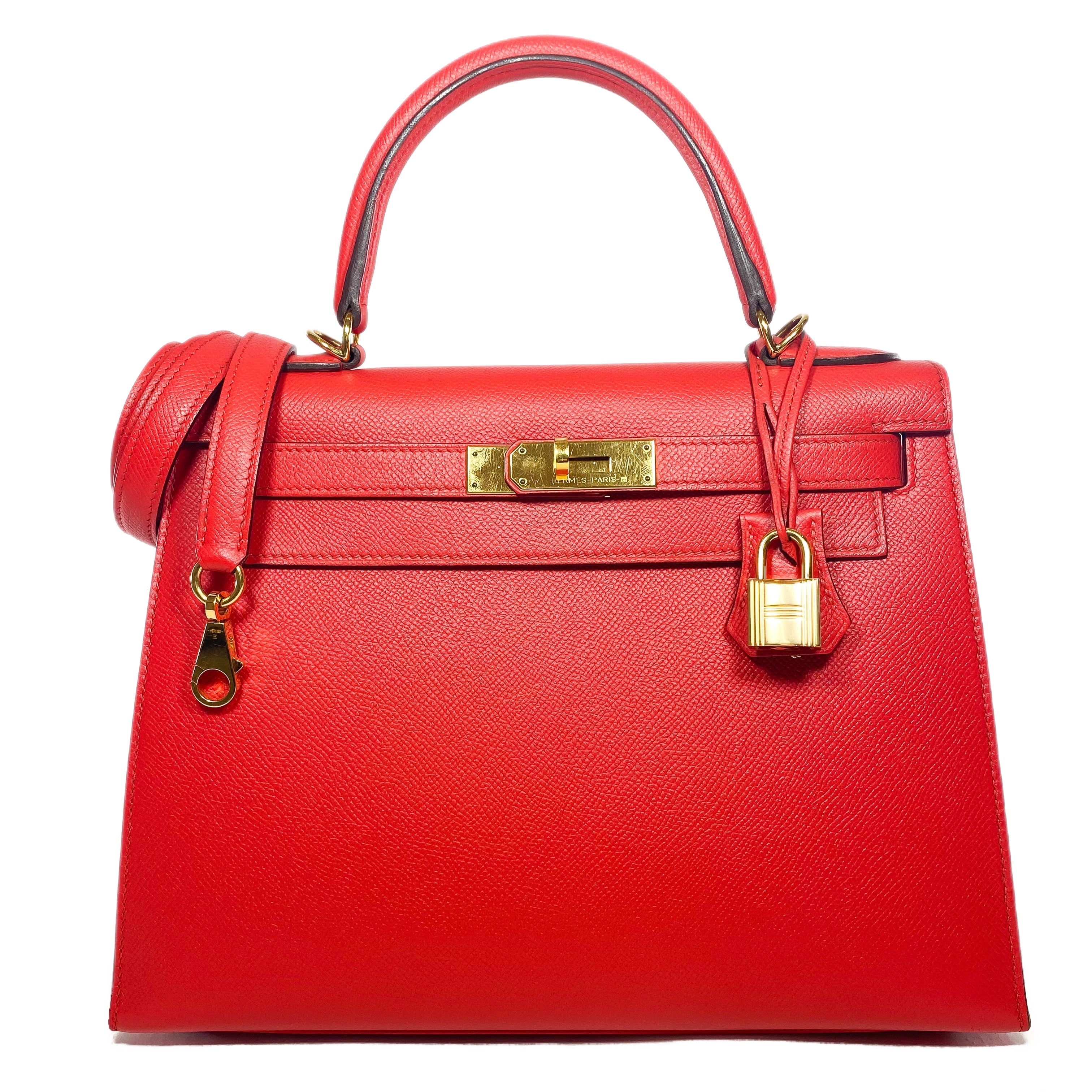 Hermes Kelly Sellier 28 Rouge Tomate Epsom Gold Hardware