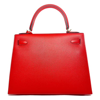 Hermes Kelly Sellier 28 Rouge Tomate Epsom Gold Hardware