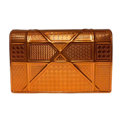 Dior Metallic Patent Copper Micro-Cannage Diorama Wallet on Chain