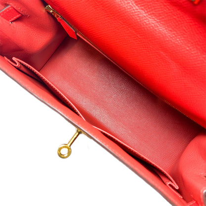 Hermes Kelly Sellier 28 Rouge Tomate Epsom Gold Hardware