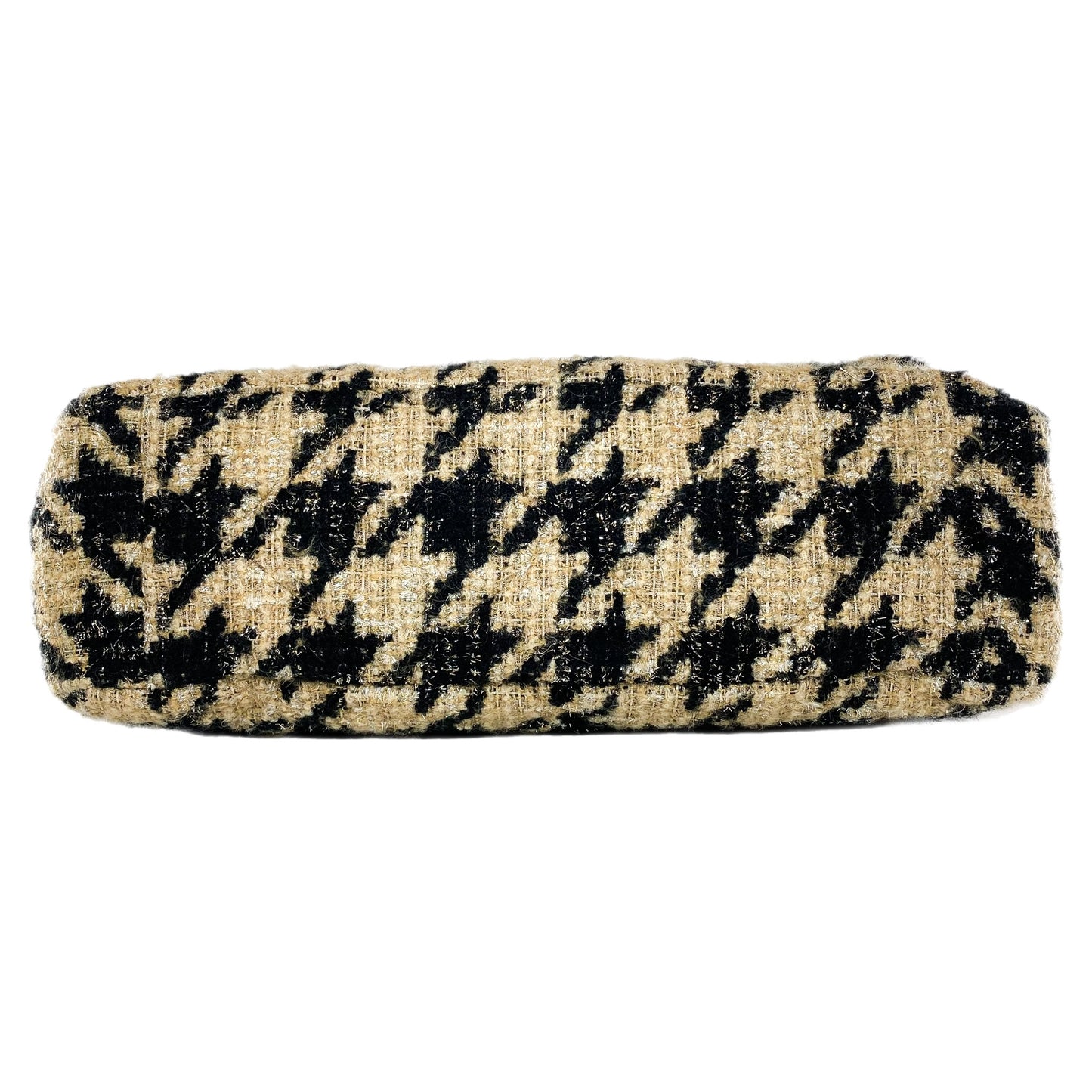 Chanel 19 Black Beige Houndstooth Tweed Maxi Flap Bag