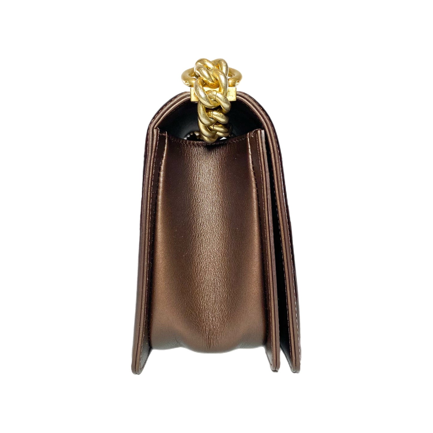 Chanel Bronze Patent Quilted Old Medium Boy Bag