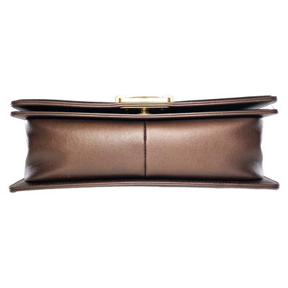 Chanel Bronze Patent Quilted Old Medium Boy Bag