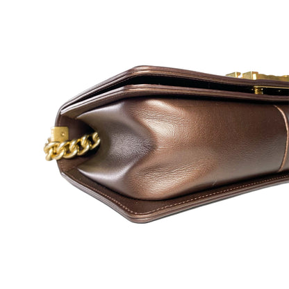 Chanel Bronze Patent Quilted Old Medium Boy Bag