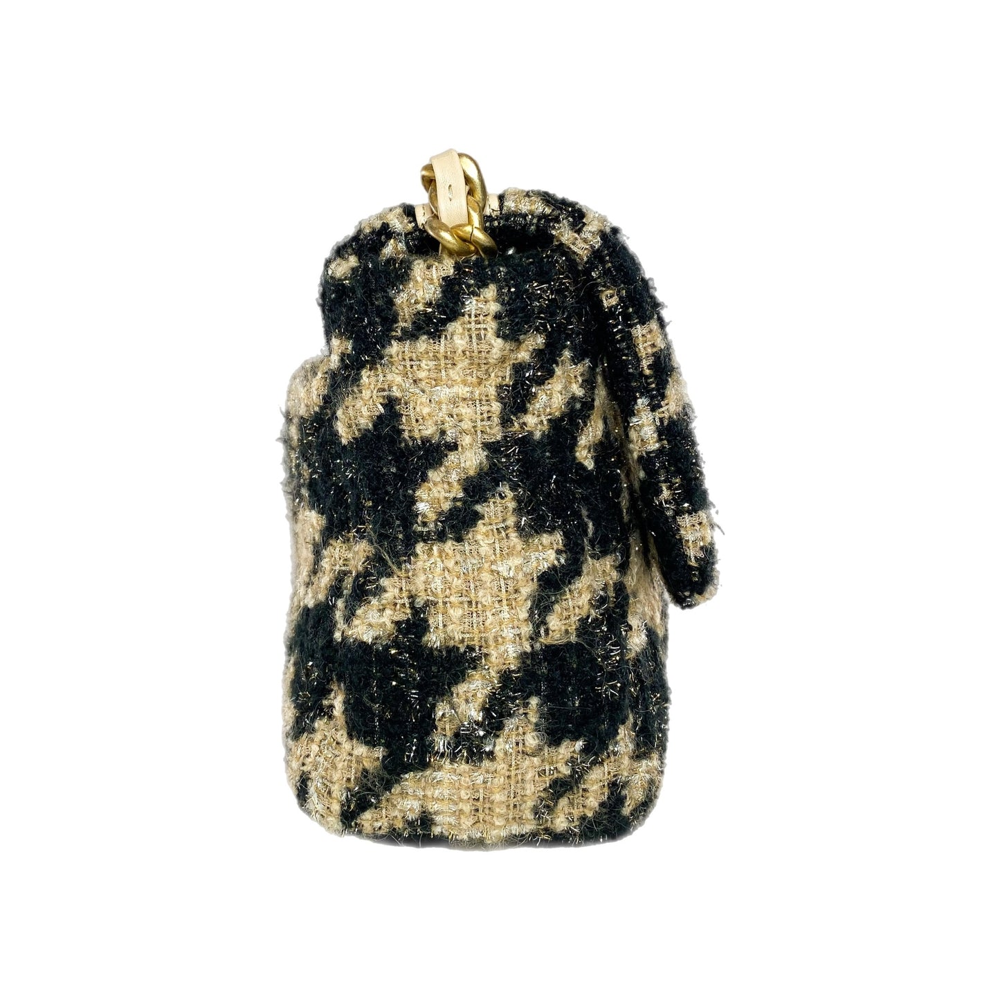 Chanel 19 Black Beige Houndstooth Tweed Flap Bag