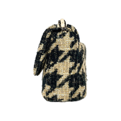 Chanel 19 Black Beige Houndstooth Tweed Flap Bag