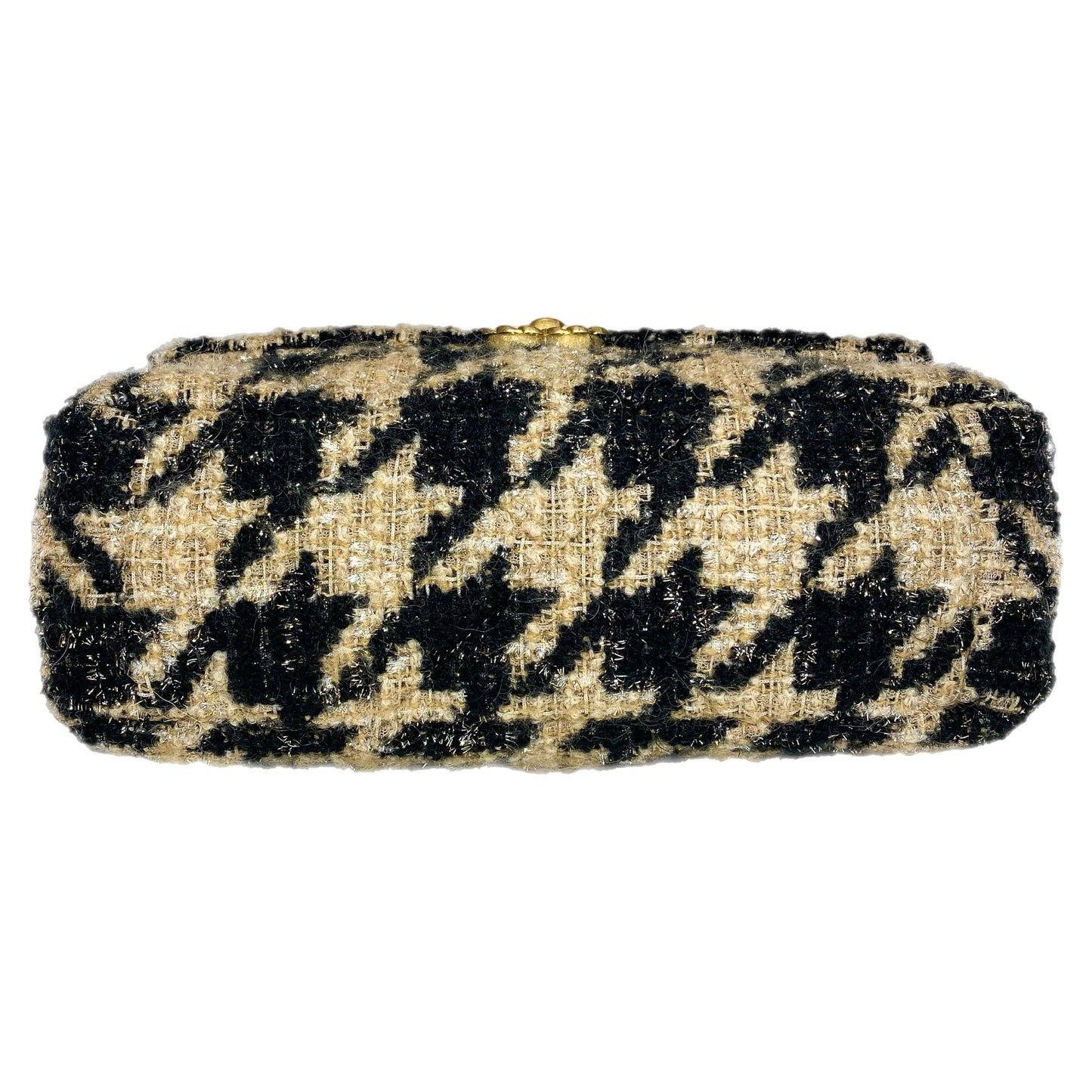 Chanel 19 Black Beige Houndstooth Tweed Flap Bag