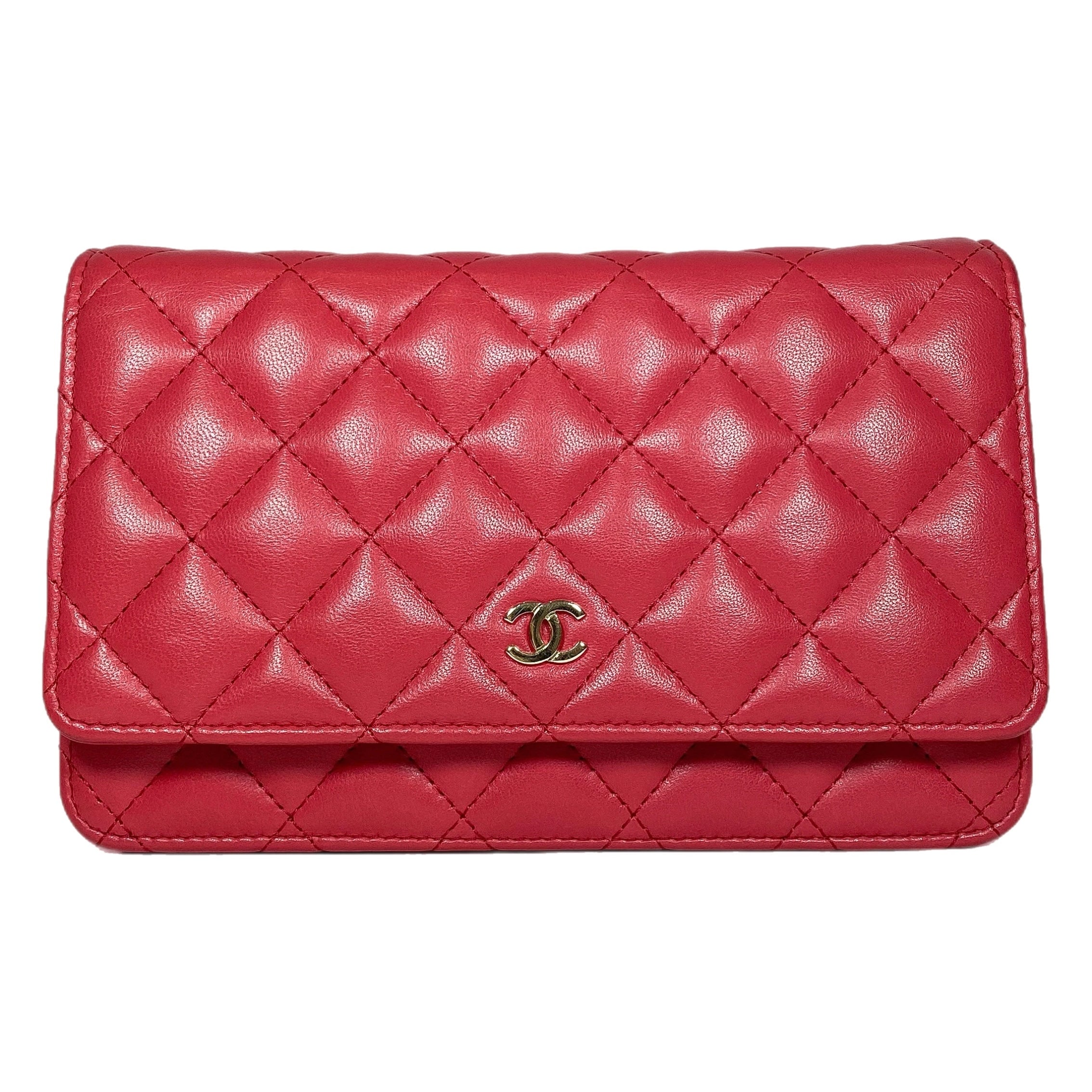 Chanel Raspberry Lambskin Wallet on Chain
