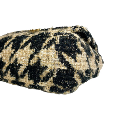 Chanel 19 Black Beige Houndstooth Tweed Flap Bag