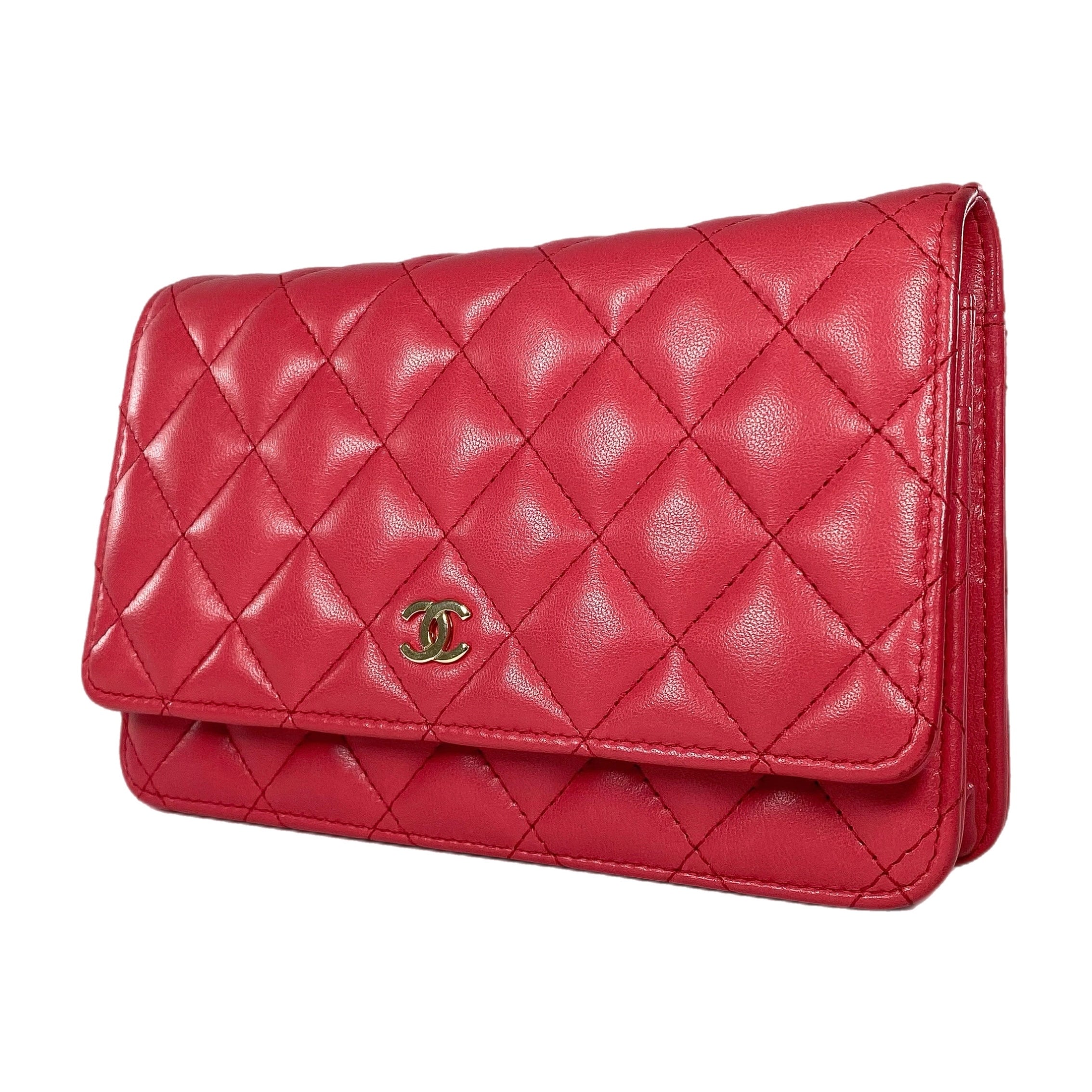 Chanel Raspberry Lambskin Wallet on Chain