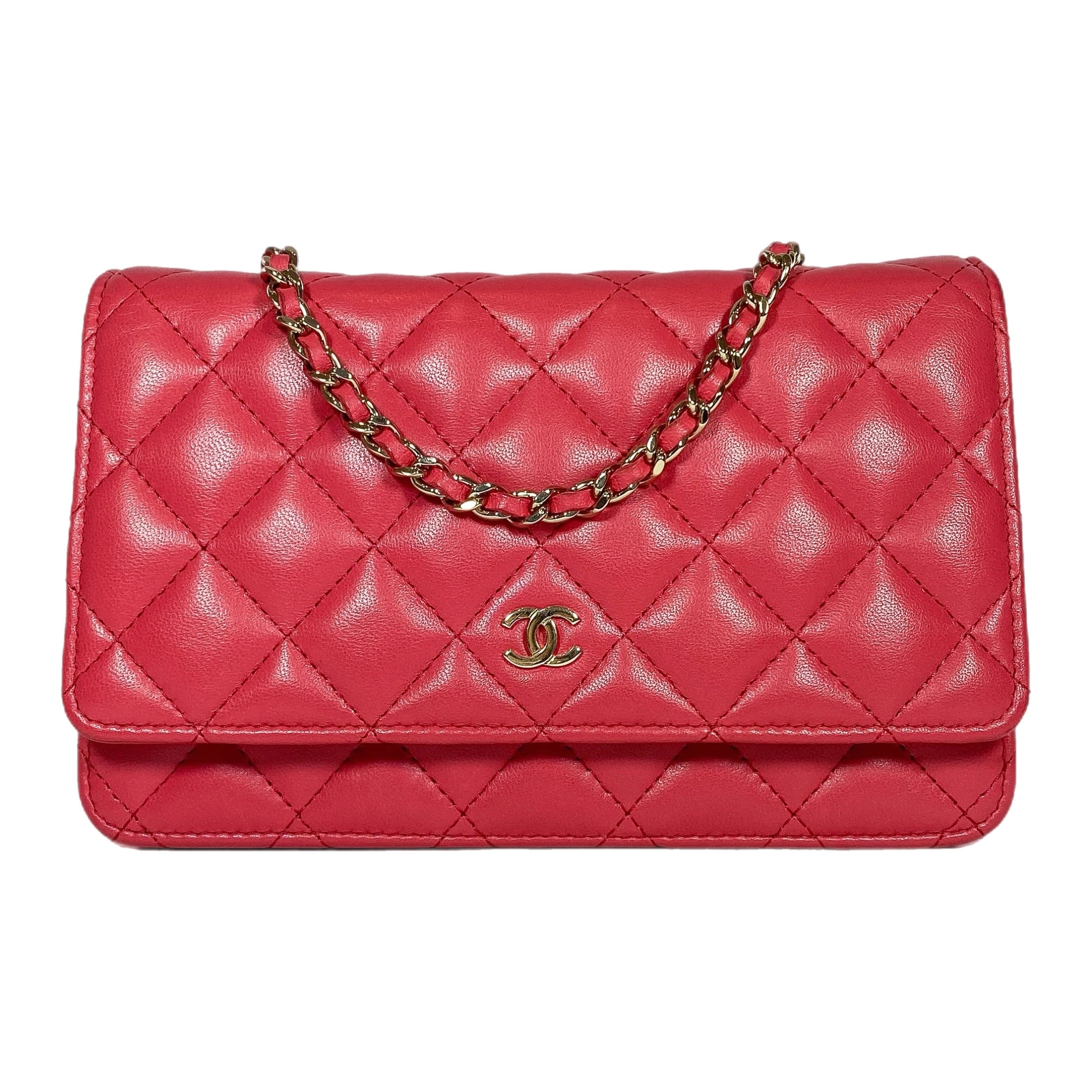 Chanel Raspberry Lambskin Wallet on Chain