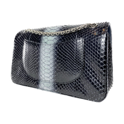 Chanel 225 Black Gray Python Reissue Flap Bag
