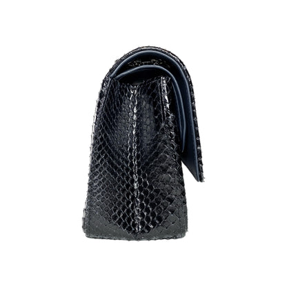 Chanel 225 Black Gray Python Reissue Flap Bag