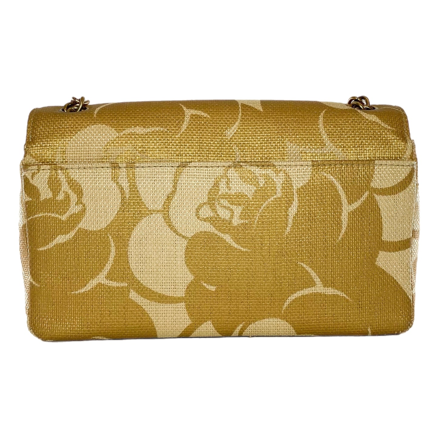Chanel Camellia Print Medium Raffia Flap Bag
