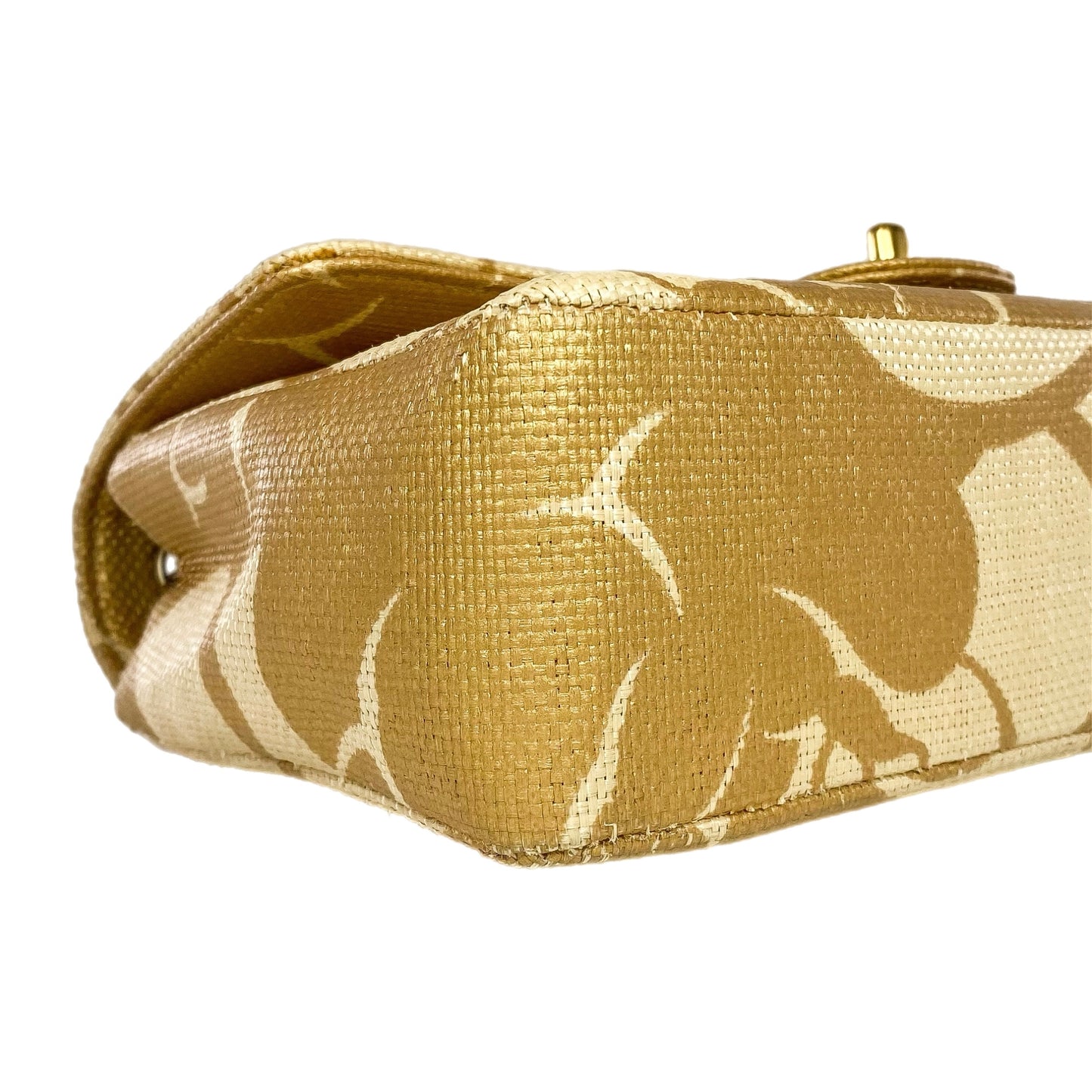 Chanel Camellia Print Medium Raffia Flap Bag