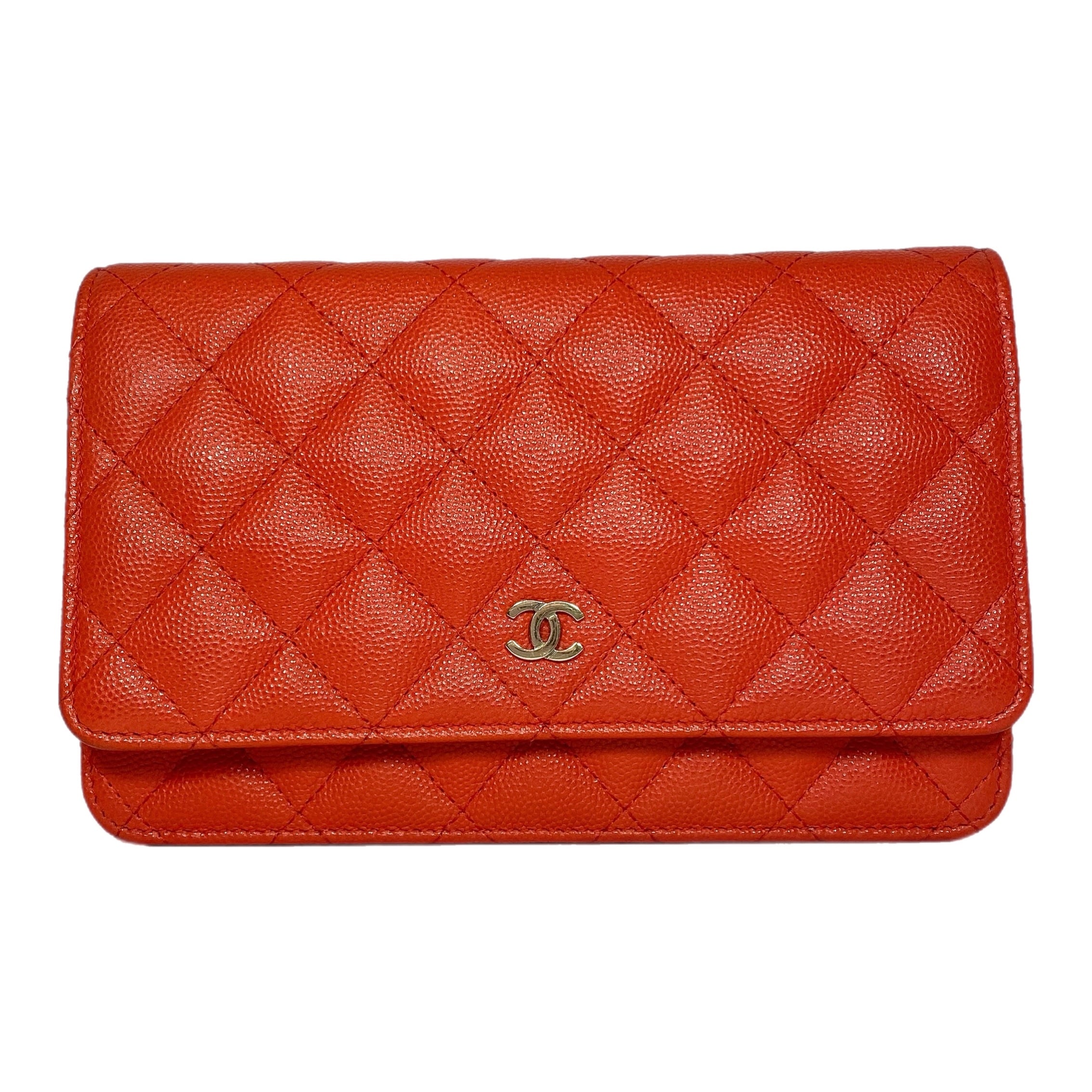 Chanel Red Coral Caviar Wallet on Chain