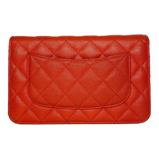 Chanel Red Coral Caviar Wallet on Chain