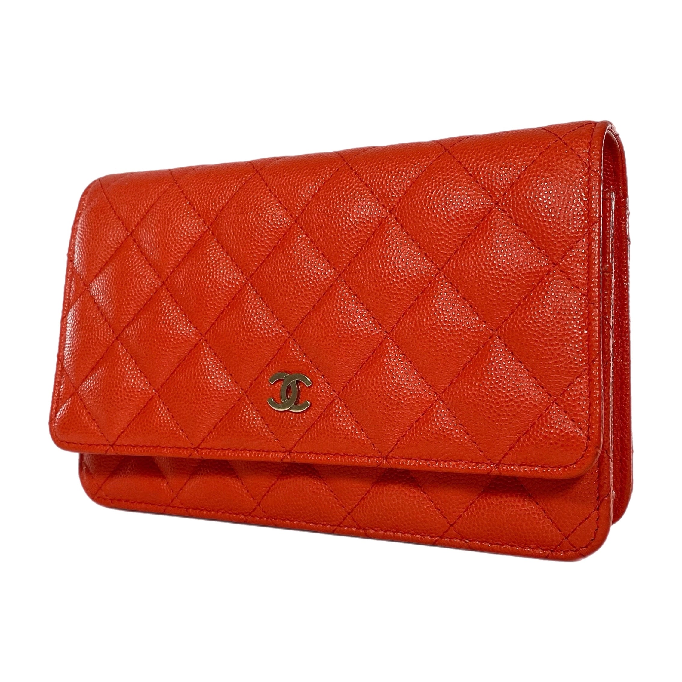 Chanel Red Coral Caviar Wallet on Chain