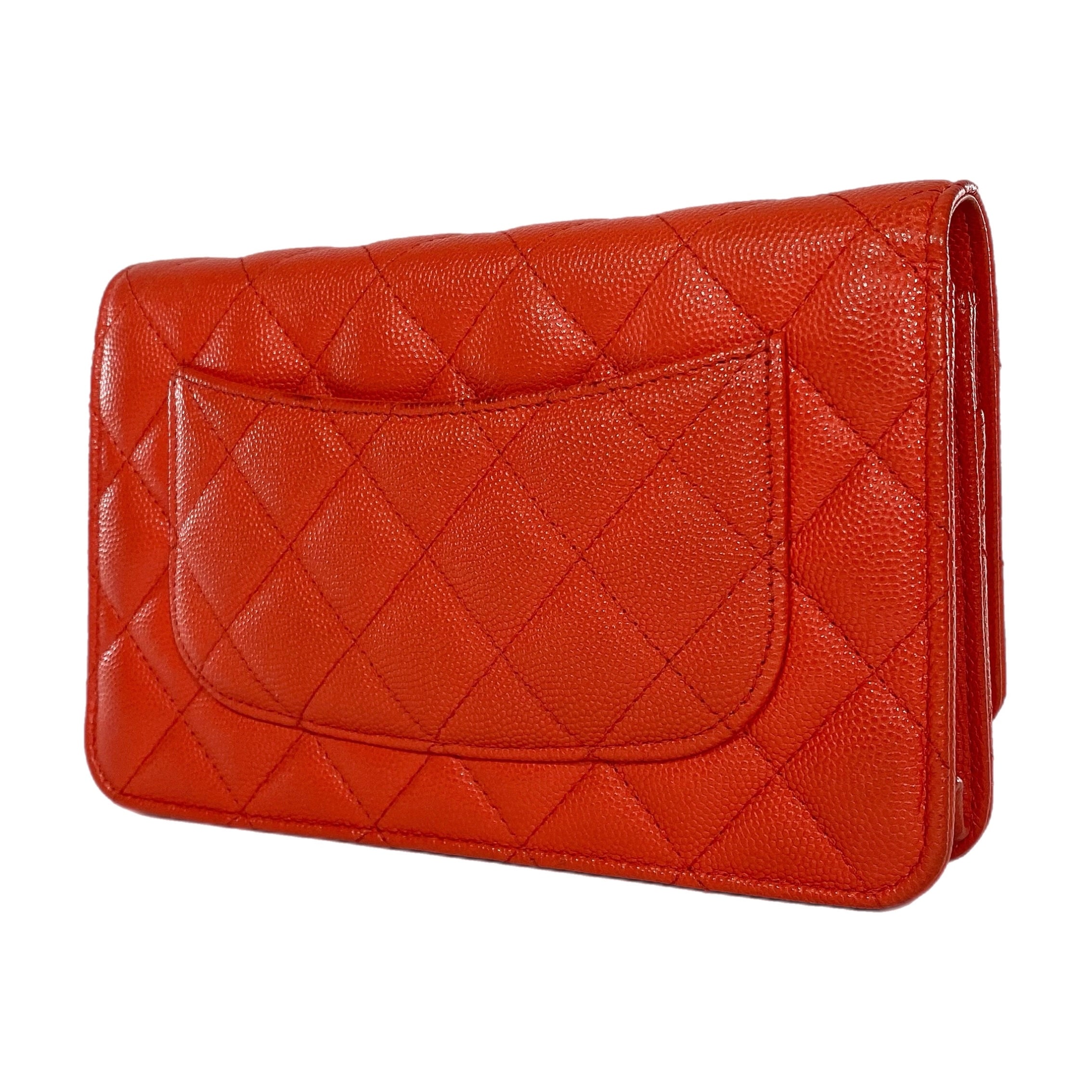 Chanel Red Coral Caviar Wallet on Chain