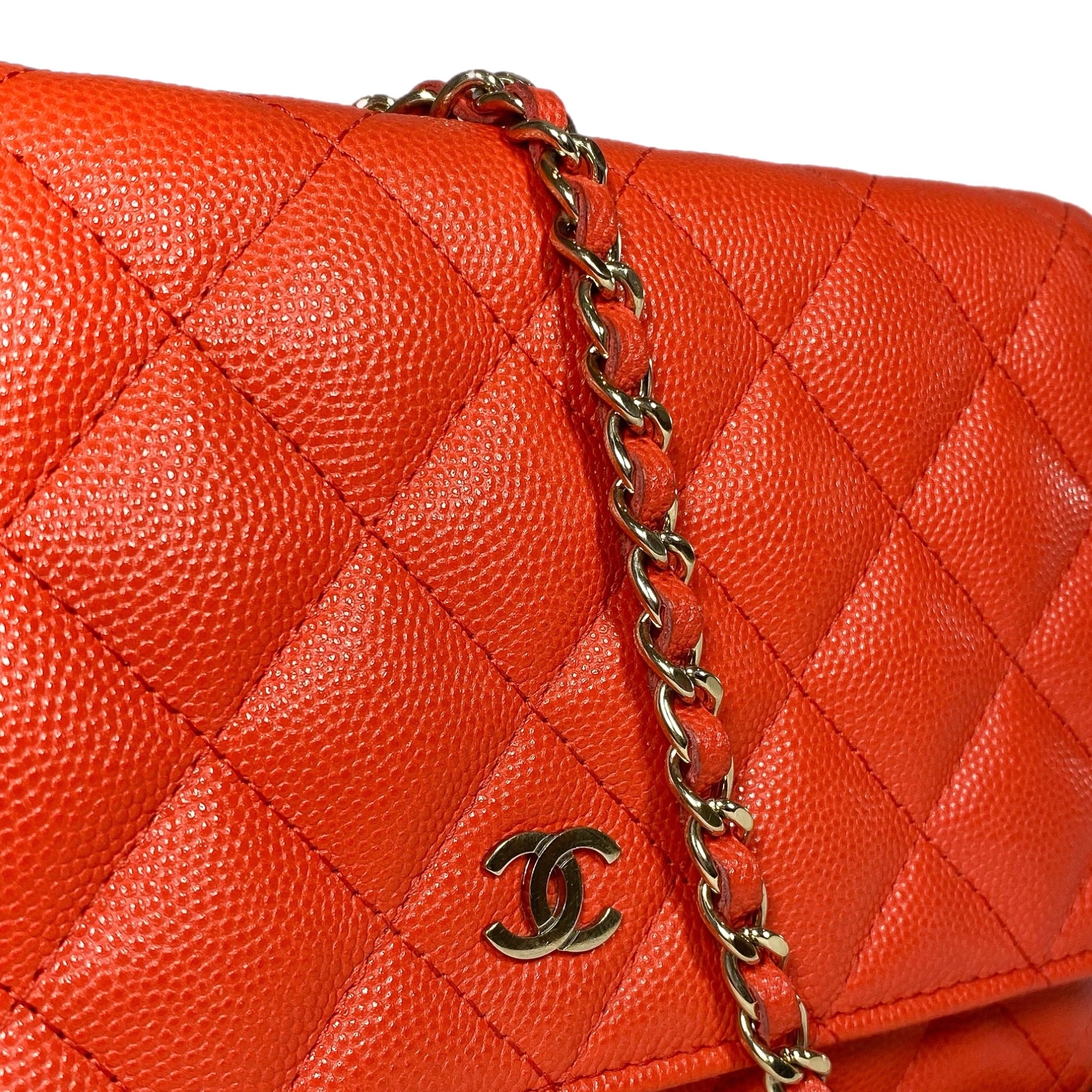 Chanel Red Coral Caviar Wallet on Chain