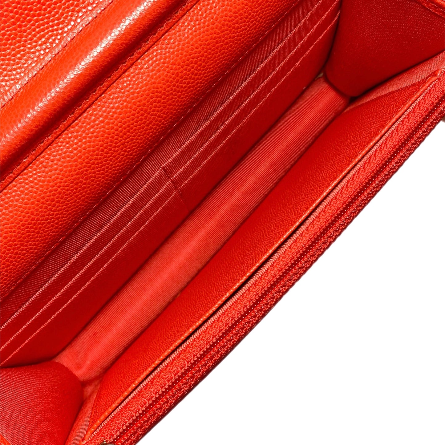 Chanel Red Coral Caviar Wallet on Chain