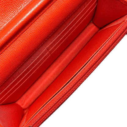 Chanel Red Coral Caviar Wallet on Chain