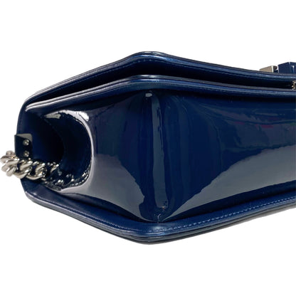 Chanel Navy Patent Old Medium Boy Bag