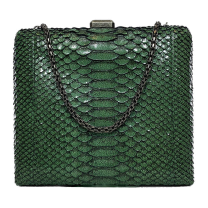 Chanel Green Python Snakeskin CC Kiss Shoulder Bag