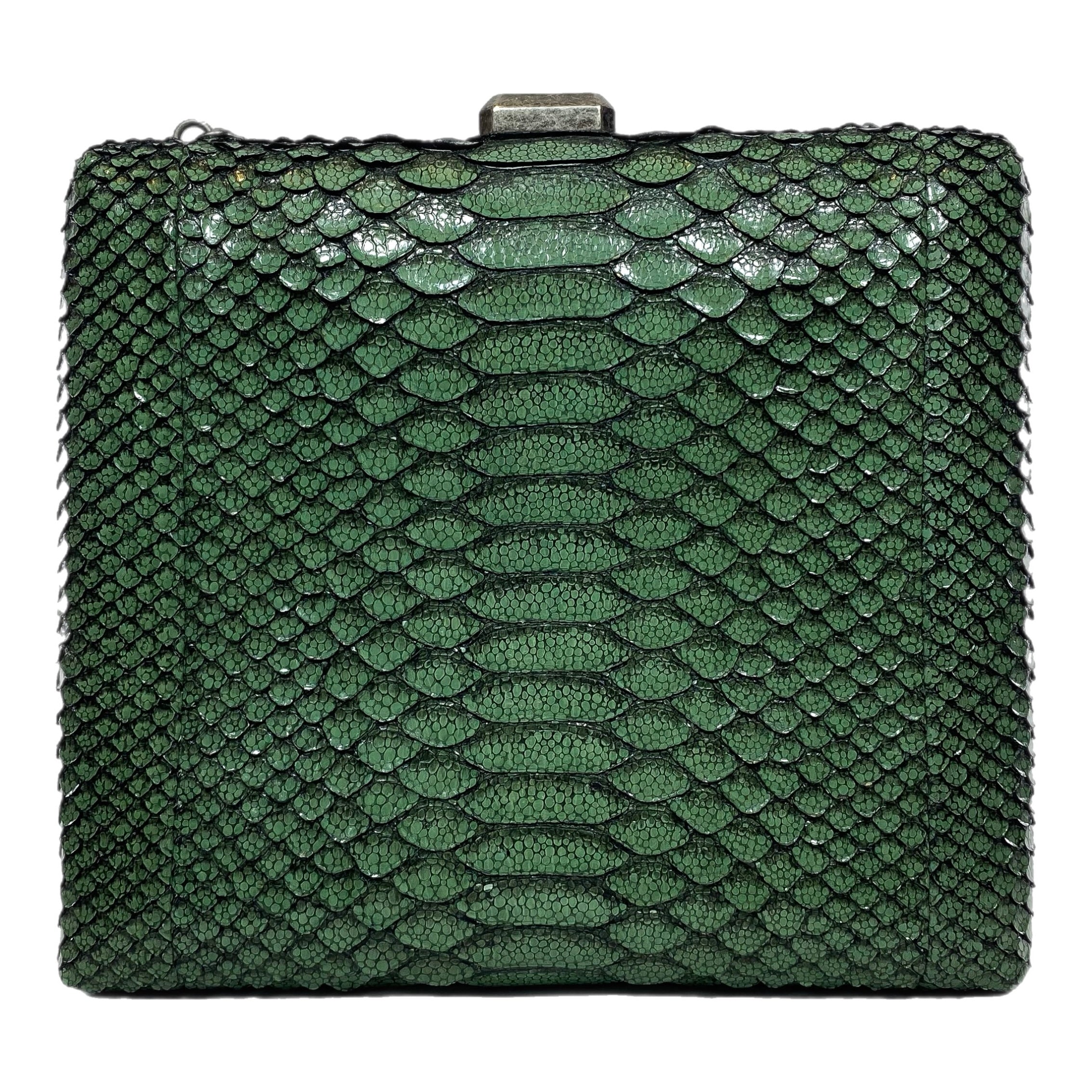 Chanel Green Python Snakeskin CC Kiss Shoulder Bag