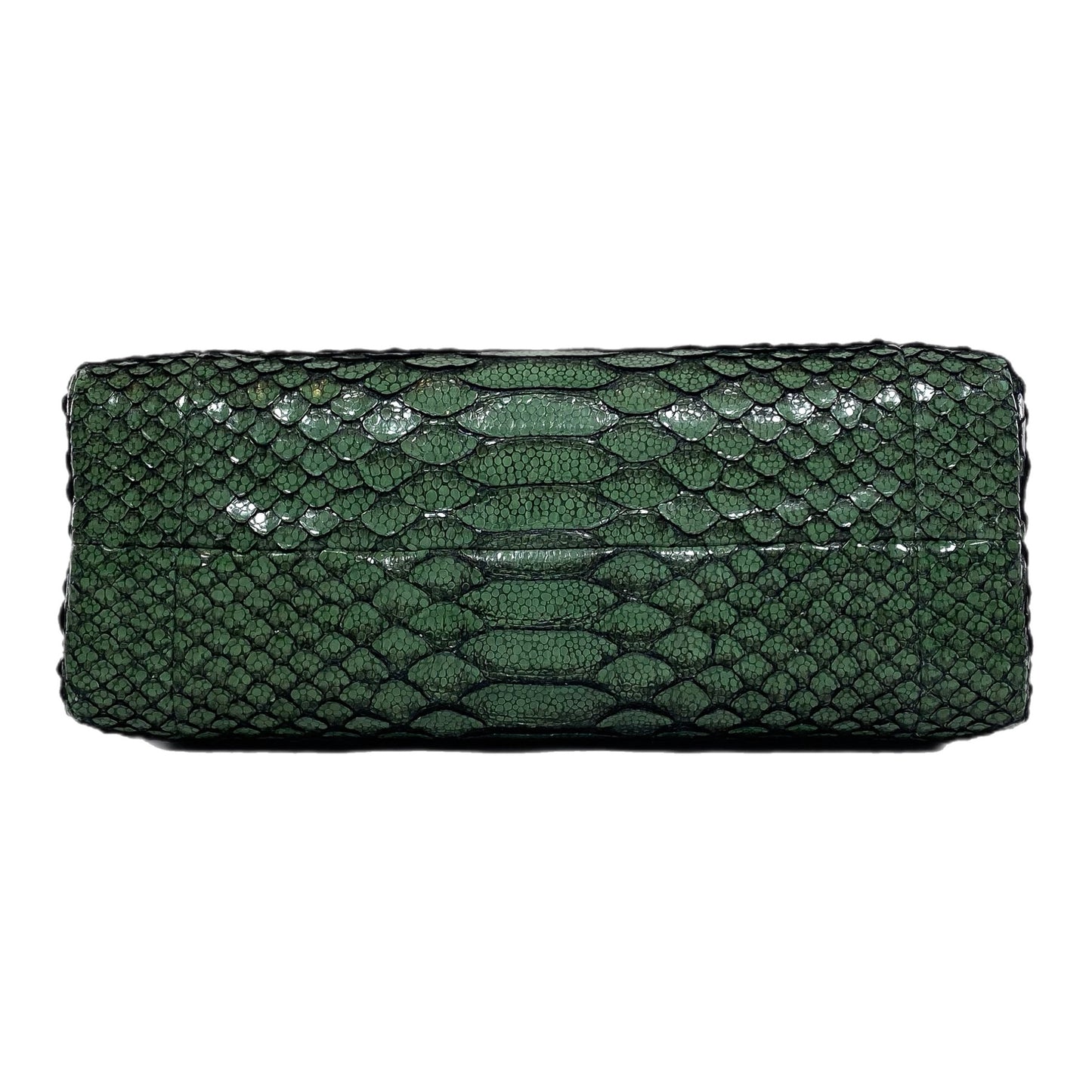 Chanel Green Python Snakeskin CC Kiss Shoulder Bag