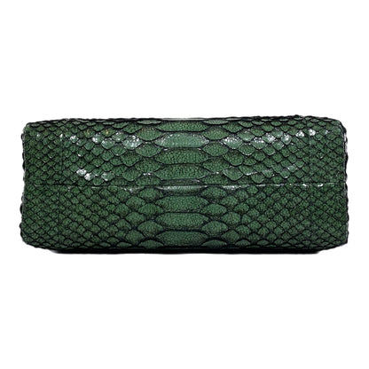 Chanel Green Python Snakeskin CC Kiss Shoulder Bag
