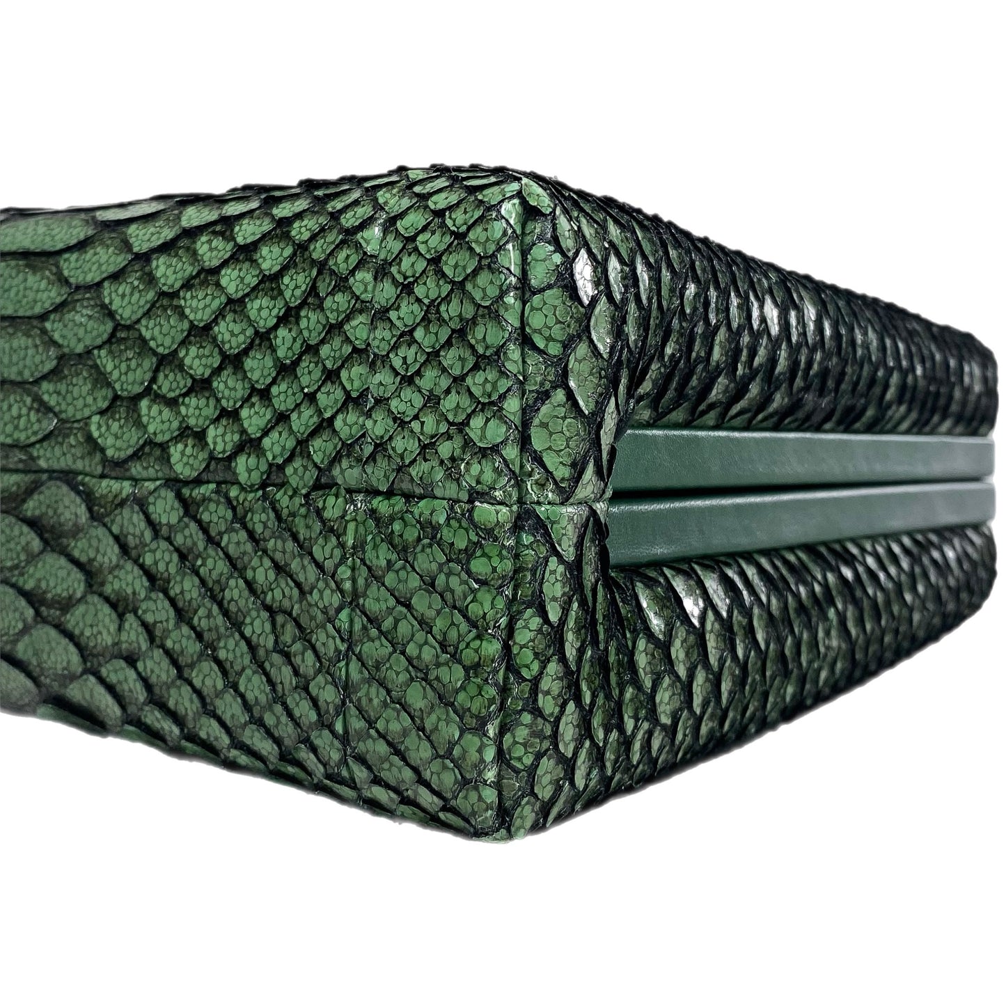 Chanel Green Python Snakeskin CC Kiss Shoulder Bag